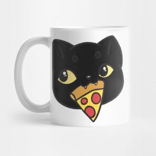 Black cat with pizza Mug